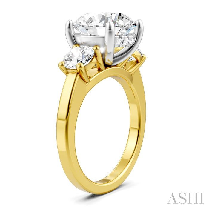 ASHI Round Shape Past Present & Future Semi-Mount Diamond Engagement Ring 199A1PPFHYW-SM-RD4