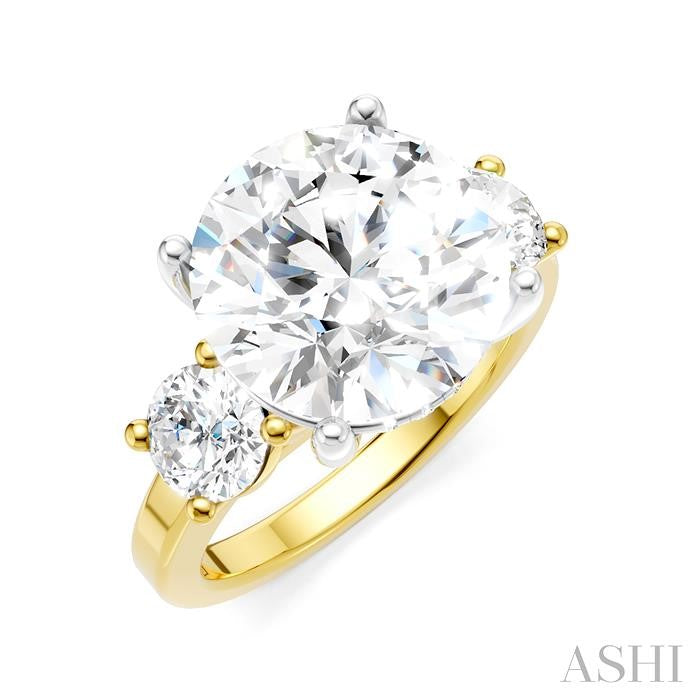 ASHI Round Shape Past Present & Future Semi-Mount Diamond Engagement Ring 199A1PPFHYW-SM-RD5