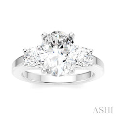 ASHI Oval Shape Semi-Mount Diamond Engagement Ring 199A3PPFHWG-SM-OV2