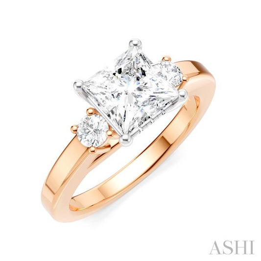 ASHI Princess Shape Semi-Mount Diamond Engagement Ring 199A6PPFHPW-SM-PN1
