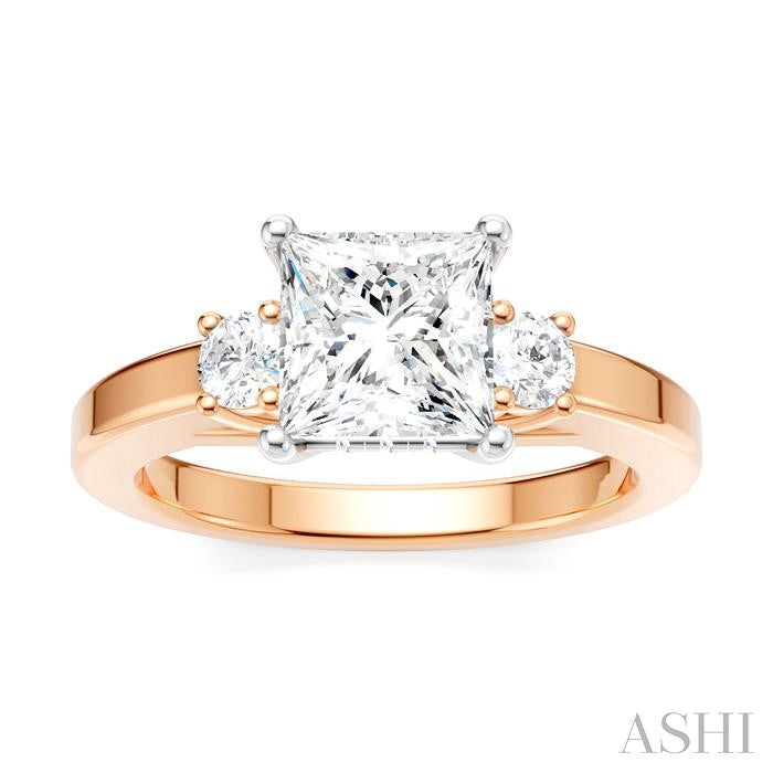 ASHI Princess Shape Semi-Mount Diamond Engagement Ring 199A6PPFHPW-SM-PN1