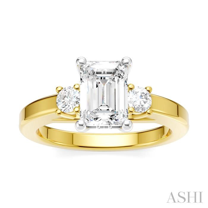 ASHI Emerald Shape Semi-Mount Diamond Engagement Ring 199A6PPFHYW-SM-EM1