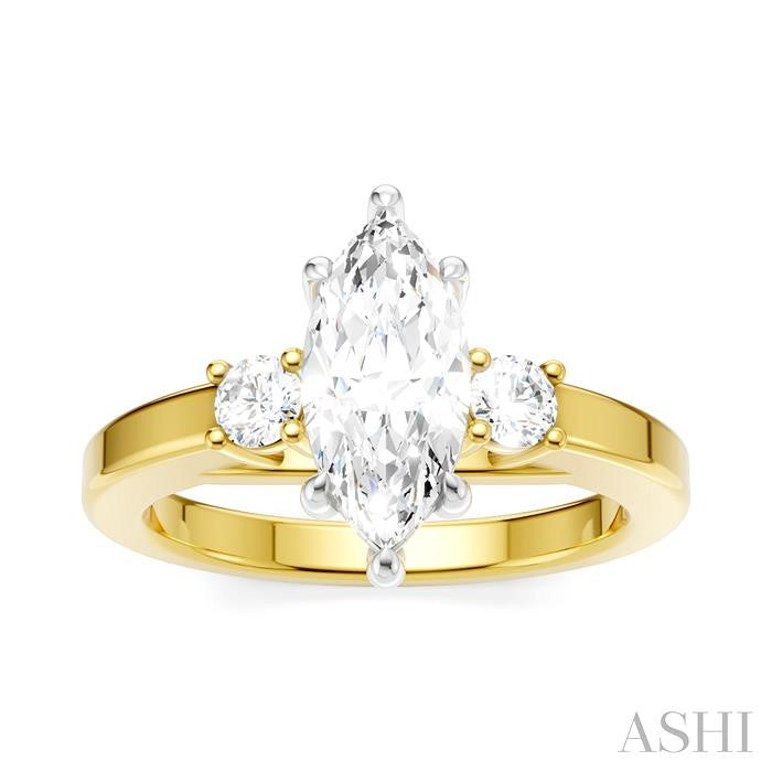 ASHI Marquise Shape Semi-Mount Diamond Engagement Ring 199A6PPFHYW-SM-MQ1