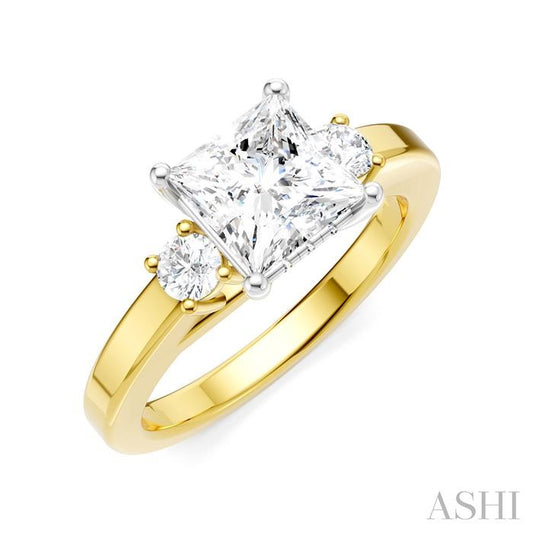 ASHI Princess Shape Semi-Mount Diamond Engagement Ring 199A6PPFHYW-SM-PN1