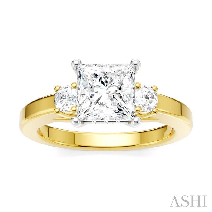 ASHI Princess Shape Semi-Mount Diamond Engagement Ring 199A6PPFHYW-SM-PN1