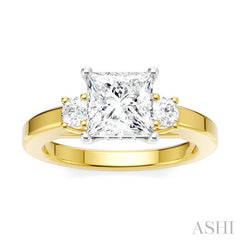 ASHI Princess Shape Semi-Mount Diamond Engagement Ring 199A6PPFHYW-SM-PN1