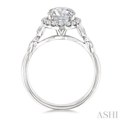 ASHI Oval Shape Semi-Mount Halo Diamond Engagement Ring 199B5PPFHWG-SM-OV2