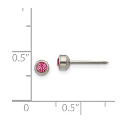 19E Inverness Titanium 4mm Rose Crystal Bezel Earrings