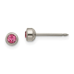 19E Inverness Titanium 4mm Rose Crystal Bezel Earrings