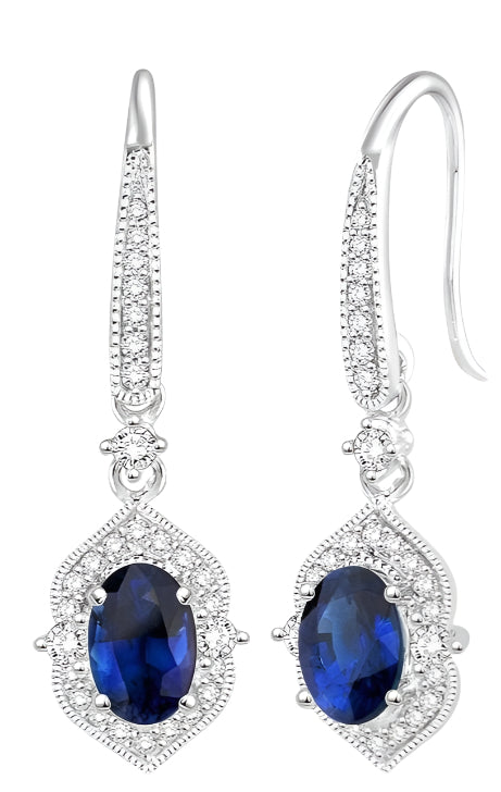 Parkplace Jewelers Oval Shape Gemstone & Halo Diamond Earrings 58555PPFHERSPWG