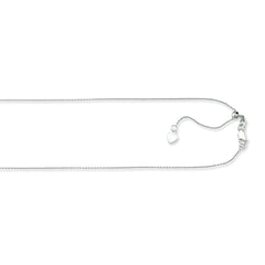 White Gold Diamond Cut/ Textured Adjustable Cable Necklace