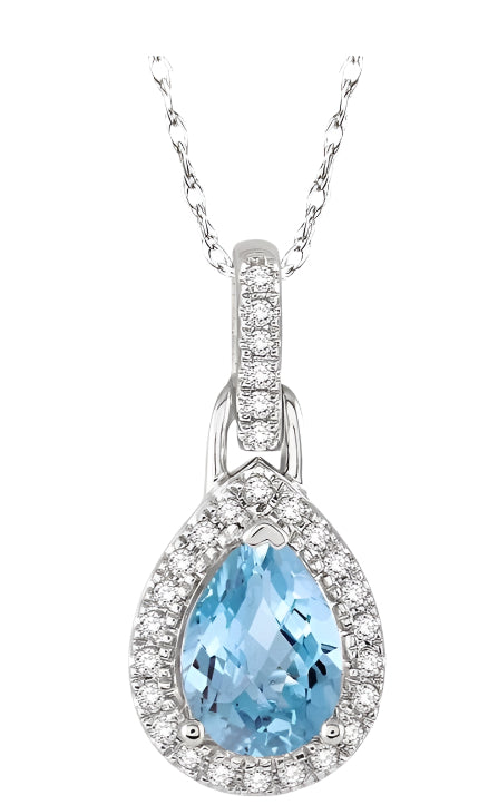 Parkplace Jewelers Pear Shape Gemstone & Halo Diamond Pendant 61098PPFSPDAQWG