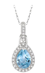 Parkplace Jewelers Pear Shape Gemstone & Halo Diamond Pendant 61098PPFSPDAQWG