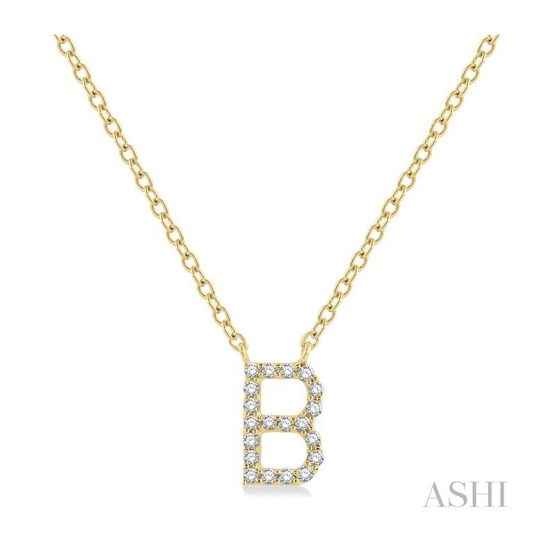 ASHI Block 'B' Initial Diamond Pendant 912F9PPFSPDYG-B