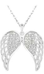 Parkplace Jewelers Silver Angel Wings Diamond Fashion Pendant 87038PPSSSLPD