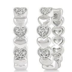 Parkplace Jewelers Silver Heart Shape Diamond Hoop Earrings 84109PPSSSLER