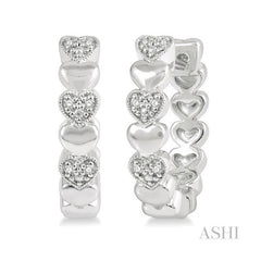 ASHI Silver Heart Shape Diamond Hoop Earrings 84109PPSSSLER