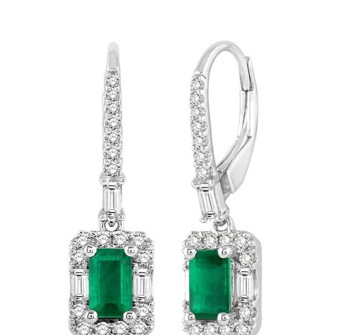 Parkplace Jewelers Emerald Shape Gemstone & Halo Diamond Earrings 58493PPFHEREMWG