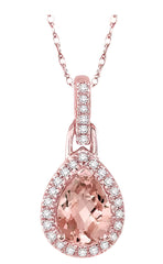 Parkplace Jewelers Pear Shape Gemstone & Halo Diamond Pendant 61098PPTSPDMOPG
