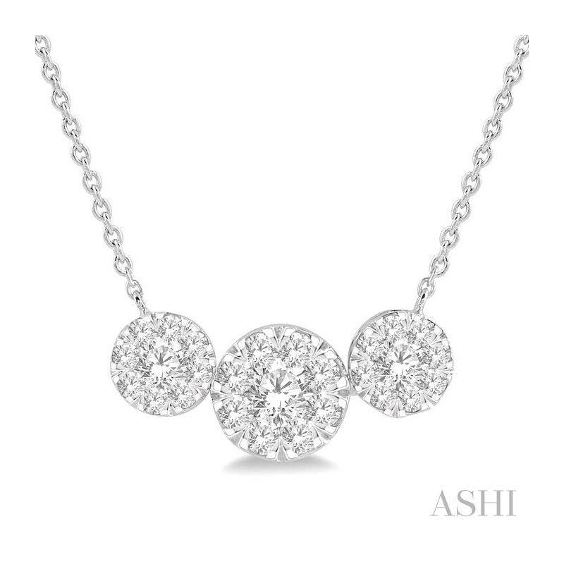 ASHI Round Shape Past Present & Future Lovebright Essential Diamond Necklace 99621PPFVNKWG