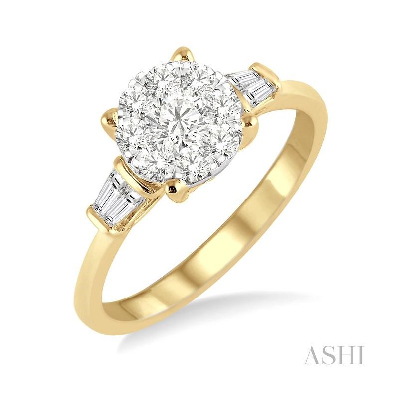 ASHI Round Shape Lovebright Diamond Engagement Ring 24532PPFGYW-LE