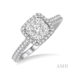 ASHI Cushion Shape Halo Lovebright Essential Diamond Engagement Ring 123F3PPFVWY
