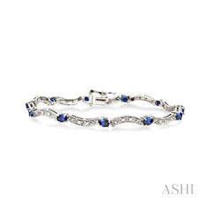 ASHI Oval Shape Gemstone & Diamond Bracelet 76800PPFSSPW