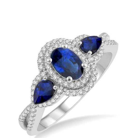 Parkplace Jewelers Oval & Pear Shape Gemstone & Halo Diamond Ring 41096PPTSSPWG