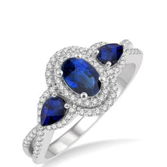 Parkplace Jewelers Oval & Pear Shape Gemstone & Halo Diamond Ring 41096PPTSSPWG