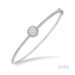 ASHI Stackable Round Shape Halo Lovebright Essential Diamond Bangle 799B1PPFGWG-RD