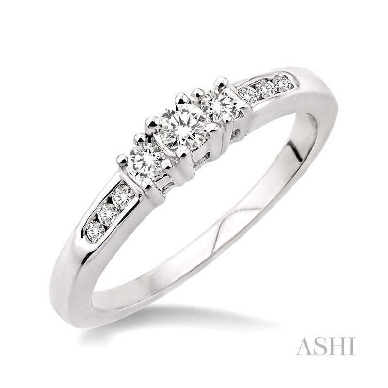 ASHI Round Shape Past Present & Future Diamond Engagement Ring 24206PPFXWG-LE