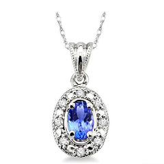 Parkplace Jewelers Oval Shape Gemstone & Diamond Pendant 58199PPTSPDTZWG