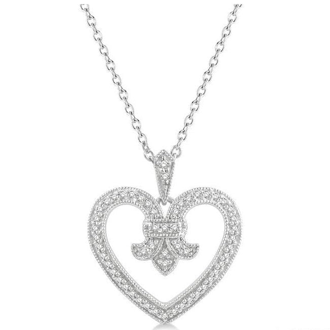 Parkplace Jewelers Heart Shape Fleur De Lis Diamond Fashion Pendant 930L8PPTSPDWG