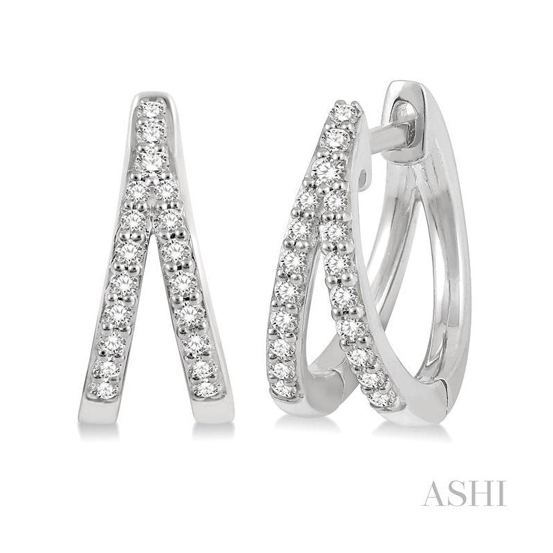 ASHI Split Petite Diamond Huggie Fashion Earrings 673V7PPFSERWG