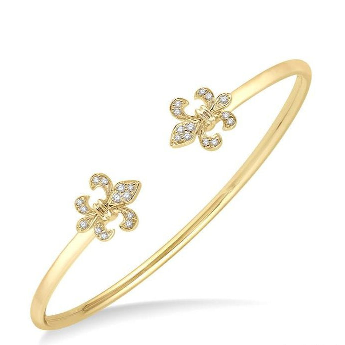 Parkplace Jewelers Stackable Fleur De Lis Diamond Open Cuff Bangle 795A0PPFHYG