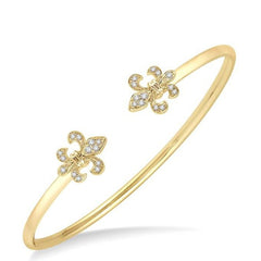 Parkplace Jewelers Stackable Fleur De Lis Diamond Open Cuff Bangle 795A0PPFHYG