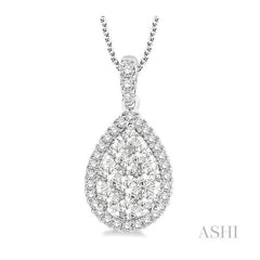 ASHI Pear Shape Halo Lovebright Essential Diamond Pendant 96090PPFVPDWG-2.00