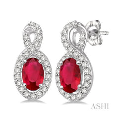 ASHI Oval Shape Gemstone & Halo Diamond Earrings 58507PPTSERRBWG