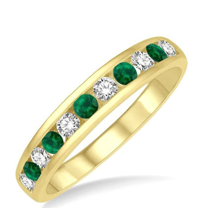 Parkplace Jewelers Channel Set Alternate Gemstone & Diamond Wedding Band 46496PPFGEMYG