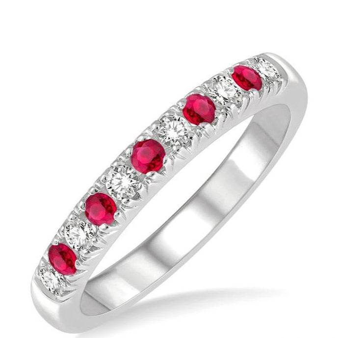 Parkplace Jewelers 11 Alternate Gemstone & Diamond Wedding Band 46507PPFGRBWG