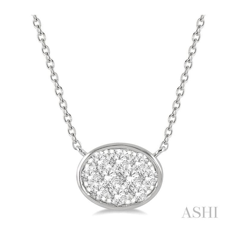 ASHI Oval Shape East-West Lovebright Essential Diamond Pendant 9978UPPFHNKWG