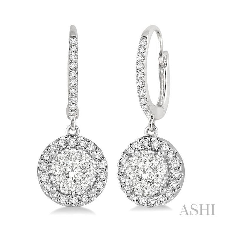 ASHI Round Shape Halo Lovebright Essential Diamond Earrings 96294PPFVERWG