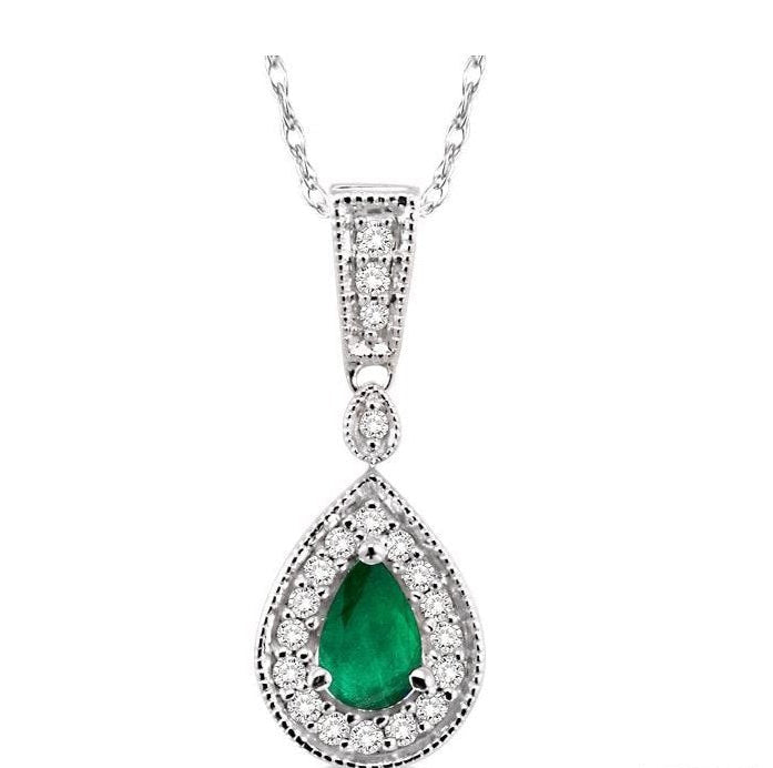Parkplace Jewelers Pear Shape Gemstone & Halo Diamond Pendant 58327PPFNPDEMWG