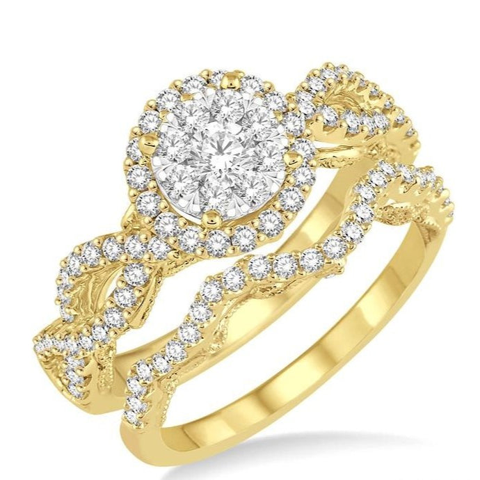 Parkplace Jewelers Round Shape Halo Lovebright Diamond Wedding Set 148A1PPFVYW-WS