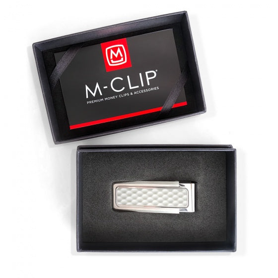 MClip Brushed Stainless White Golf Ball Money Clip GO-BSS-WHGB