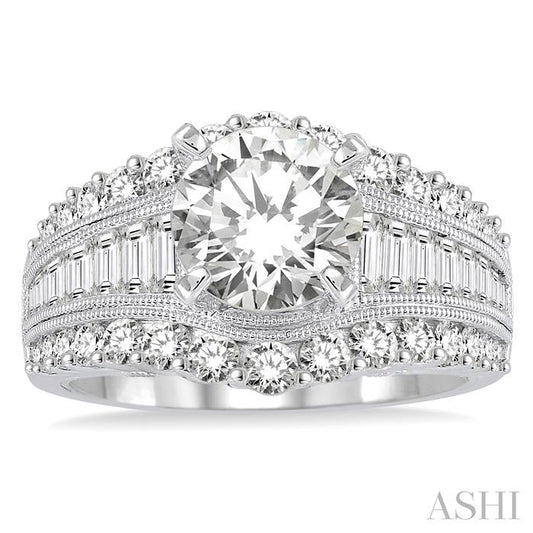 ASHI Round Shape Semi-Mount Diamond Engagement Ring 200A0PPFHWG-SMRD1.45