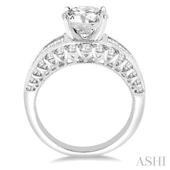 ASHI Round Shape Semi-Mount Diamond Engagement Ring 200A0PPFHWG-SMRD1.45