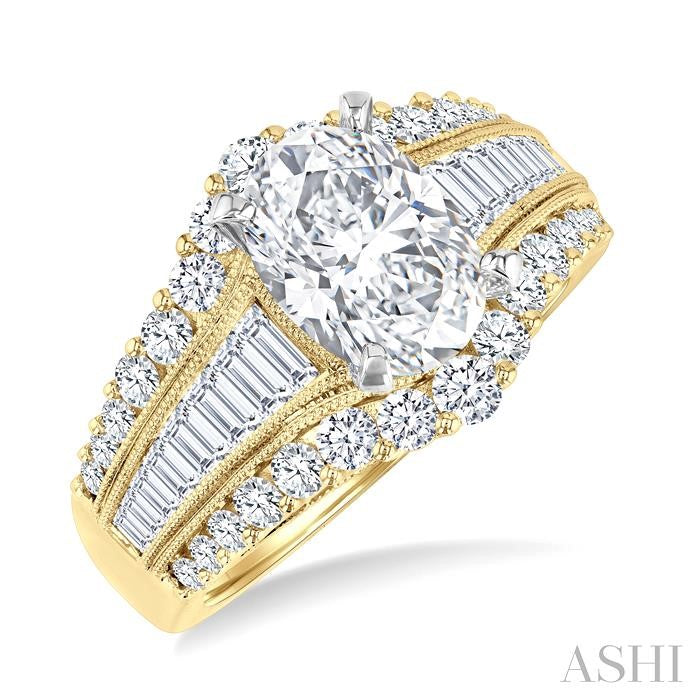 ASHI Oval Shape Semi-Mount Diamond Engagement Ring 200A0PPFHYW-SMOV1.45