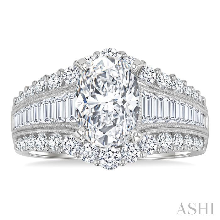 ASHI Oval Shape Semi-Mount Diamond Engagement Ring 200A0PPFVWG-SMOV1.45