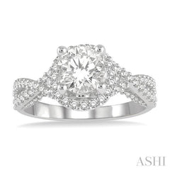 ASHI Round Shape Semi-Mount Halo Diamond Engagement Ring 200L3PPFHWG-SM